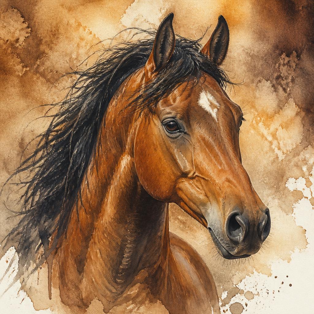 Watercolor portrait — Equines